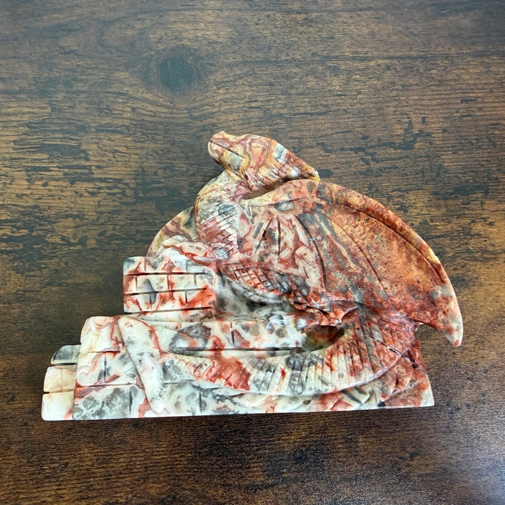 Crazy Lace Agate Dragon | Natural Gemstone Crystal Figurine Carving - Picture 15 of 16
